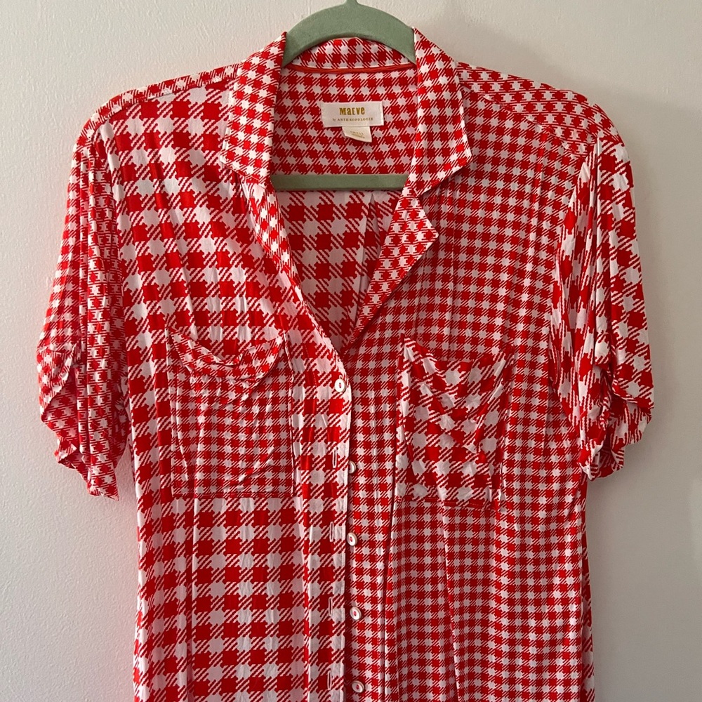 Anthropologie plaid blouse